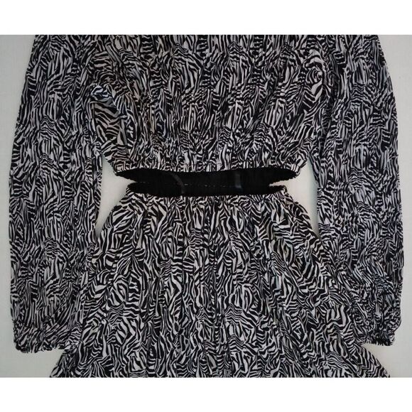MICHAEL Michael Kors MR381F17N8 Women's Sz XS Zebra Print Cutout Dress - Picture 9 of 14